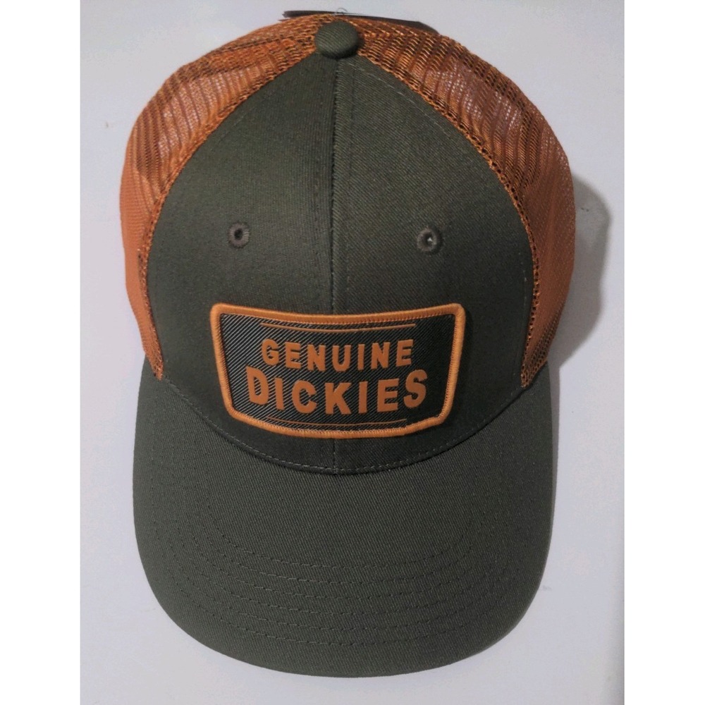 Genuine Dickies Green & Orange Twill Trucker Hat Baseball Cap One Size NWT
